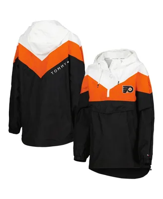 Women's Tommy Hilfiger Orange, Black Philadelphia Flyers Staci Half-Zip Windbreaker Jacket