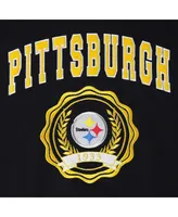 Women's Tommy Hilfiger Black Pittsburgh Steelers Becca Drop Shoulder Pullover Hoodie