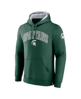 Men's Fanatics Green Michigan State Spartans Arch and Logo Tackle Twill Pullover Hoodie