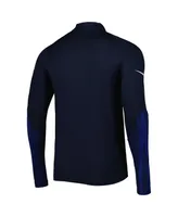 Men's Nike Navy Usmnt Strike Drill Performance Raglan Quarter-Zip Long Sleeve Top