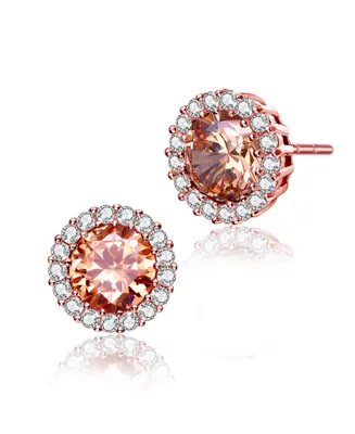 Genevive Sterling Silver with Colored Cubic Zirconia Stud Earrings