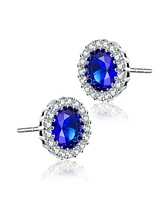 Genevive Sterling Silver with Colored Cubic Zirconia Stud Earrings