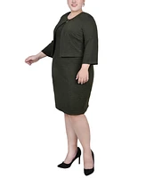 Ny Collection Plus Size Textured 3/4 Sleeve Two Piece Dress Set