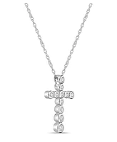 Sterling Silver 1-1/3 (ct. t. w.) White Cubic Zirconia Bezel Set Cross Pendant Necklace