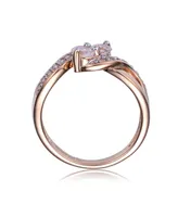 Genevive Sterling Silver White Cubic Zirconia Infinity-Inspired Rose Gold Plated Ring - Two