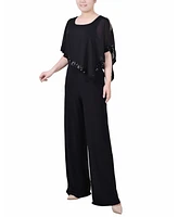 Ny Collection Petite Poncho Sleeve Sequined Jumpsuit