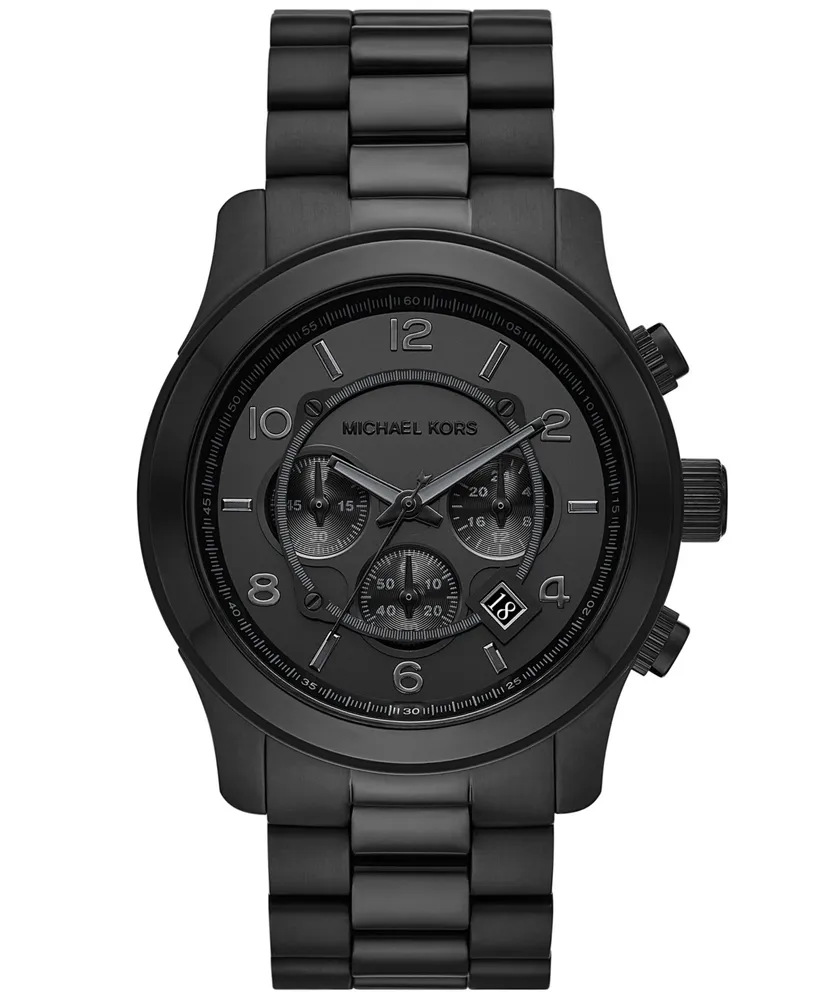 Michael Kors Unisex Runway Chronograph Black Stainless Steel Bracelet Watch, 45mm