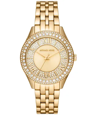Michael Kors Women's Harlowe Three-Hand Gold-Tone Stainless Steel Bracelet Watch, 38mm