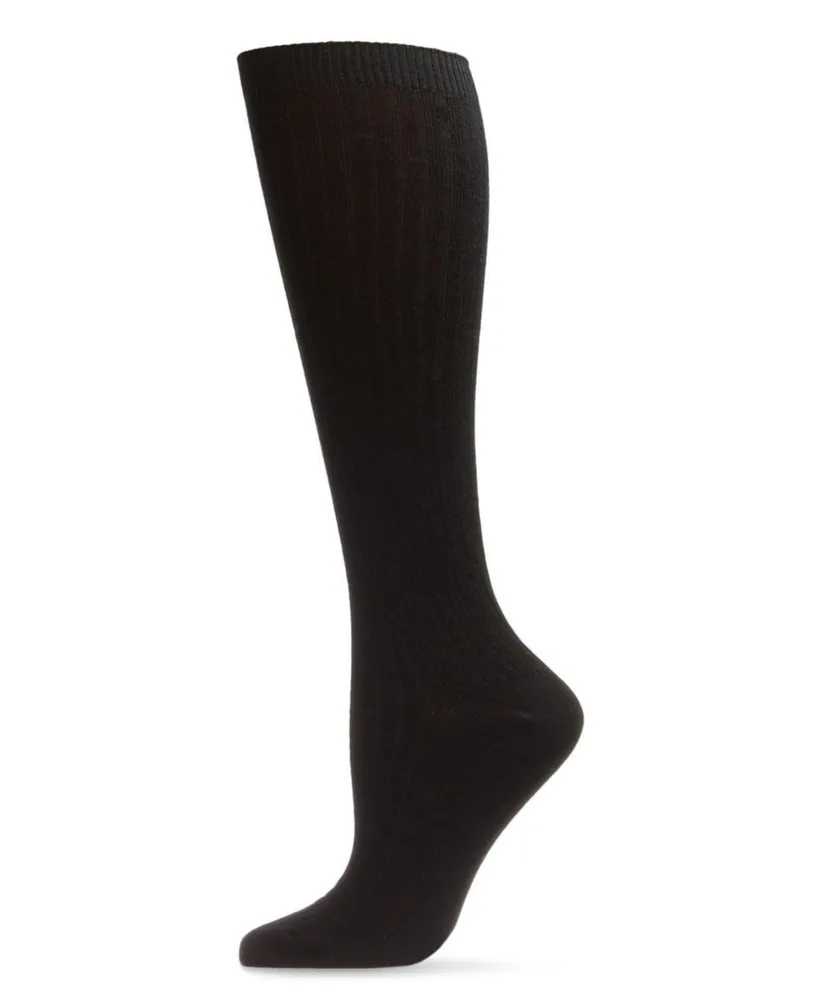 Girl's Ribbed Cotton Blend Knee High Socks