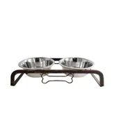 Country Living Rustic Dog Bone Elevated Feeder - 2 Stainless Steel Bowls, 1qt Each - Sturdy & Stylish