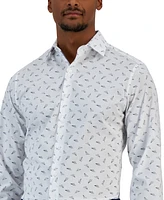 Bar Iii Men's Slim Fit Paper Plane Dress Shirt, Created for Macy's