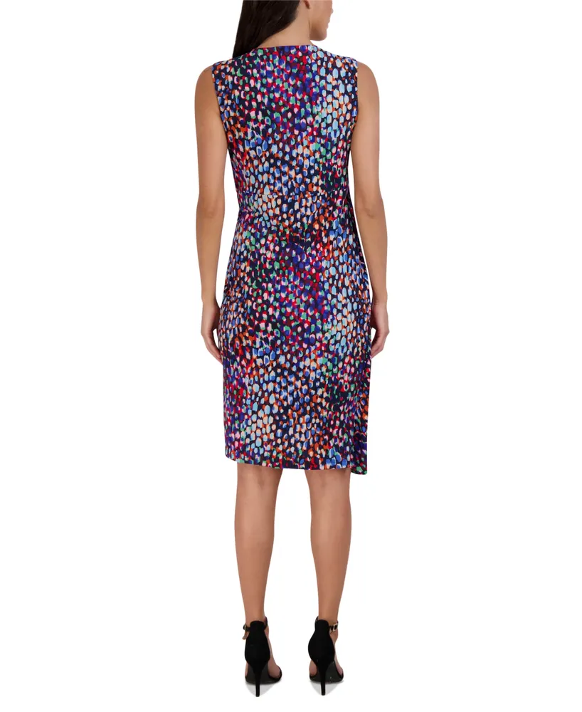Donna Ricco Women's Twisted Asymmetrical-Hem Printed Dress