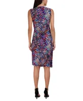 Donna Ricco Women's Twisted Asymmetrical-Hem Printed Dress