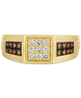 Le Vian Chocolatier Men's Chocolate Diamond (1/3 ct. t.w.) & Vanilla Diamond (1/3 ct. t.w.) Cluster Ring in 14k Gold