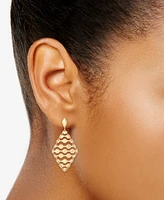 Textured Openwork Geometric Drop Earrings in 10k Gold