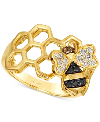 Le Vian Multicolor Diamond Honeybee Honeycomb Ring (1/3 ct. t.w.) in 14k Gold