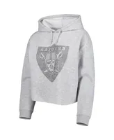 Women's Cuce Silver Las Vegas Raiders Crystal Logo Cropped Pullover Hoodie