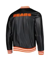 Men's The Wild Collective Black Chicago Bears Metallic Bomber Full-Snap Jacket