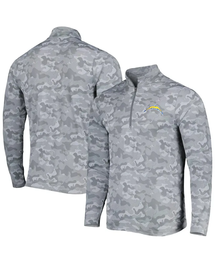 Men's Antigua Gray Los Angeles Chargers Brigade Quarter-Zip Sweatshirt