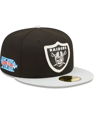Men's New Era Black, Silver Las Vegas Raiders Super Bowl Xviii Letterman 59FIFTY Fitted Hat