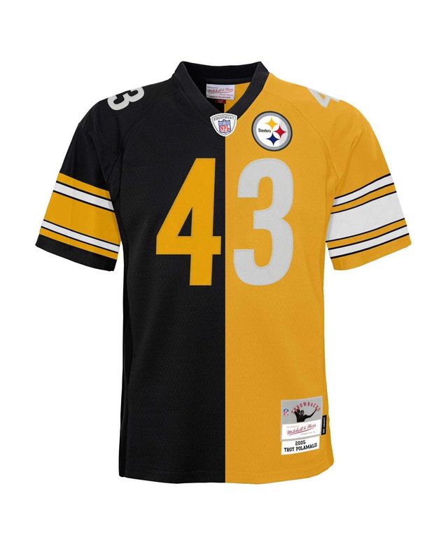 Big Boys Mitchell & Ness Troy Polamalu Black and Gold Pittsburgh Steelers Split Legacy Jersey