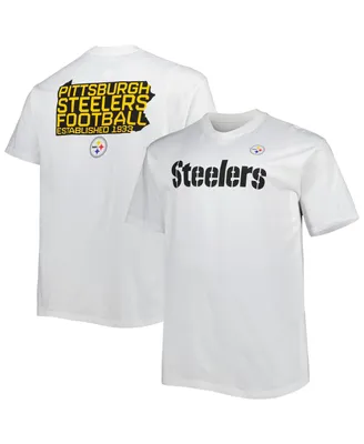 Men's Fanatics White Pittsburgh Steelers Big and Tall Hometown Collection Hot Shot T-shirt