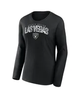 Women's Fanatics Black Las Vegas Raiders Plus Size Measure Distance Scoop Neck Long Sleeve T-shirt