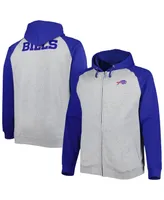 Men's Heather Gray Buffalo Bills Big and Tall Fleece Raglan Full-Zip Hoodie Jacket