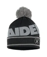 Women's Wear by Erin Andrews Black Las Vegas Raiders Double Jacquard Cuffed Knit Hat with Pom and Gloves Set