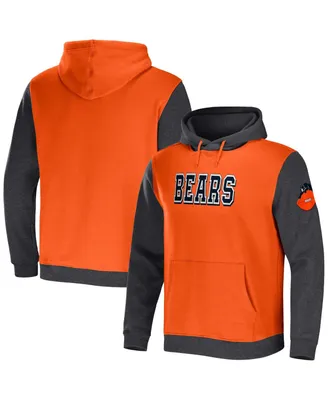 Men's Nfl x Darius Rucker Collection by Fanatics Orange, Heather Charcoal Chicago Bears Colorblock Pullover Hoodie