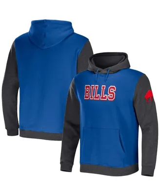 Men's Nfl x Darius Rucker Collection by Fanatics Royal, Heather Charcoal Buffalo Bills Colorblock Pullover Hoodie