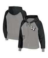 Women's Wear by Erin Andrews Gray Las Vegas Raiders Colorblock Full-Zip Hoodie