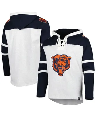 Men's '47 Brand Chicago Bears Heather Gray Logo Gridiron Lace-Up Pullover Hoodie
