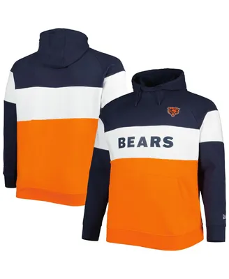 Men's New Era Orange Chicago Bears Big and Tall Current Team Colorblock Fleece Raglan Pullover Hoodie