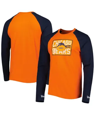 Men's New Era Orange Chicago Bears Throwback Raglan Long Sleeve T-shirt