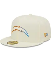 Men's New Era Cream Los Angeles Chargers Chrome Dim 59FIFTY Fitted Hat