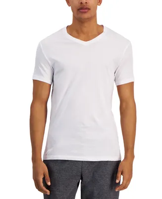 Alfani Men's Regular-Fit V-Neck Solid Undershirts, Pack of 4, Created for Macy's