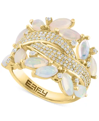 Effy Ethiopian Opal (1-3/4 ct. t.w.) &Diamond (5/8 ct. t.w.) Swirl Cluster Ring in 14k Gold
