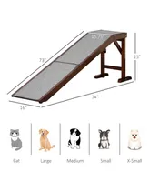 Pet Bed Ramp w/ Non-Slip Carpet & Top Platform for Older Dogs