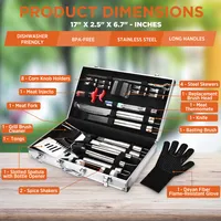 Commercial Chef Premium 25 Piece Stainless Steel Barbeque Grill Tool Set with Aluminum Hard Case