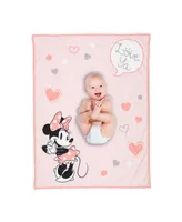 Lambs & Ivy Disney Baby Minnie Mouse Picture Perfect Pink Faux Shearling Baby Blanket