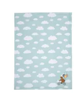 Bedtime Originals Up Up & Away Bear/Balloon/Cloud Soft Blue Fleece Baby Blanket