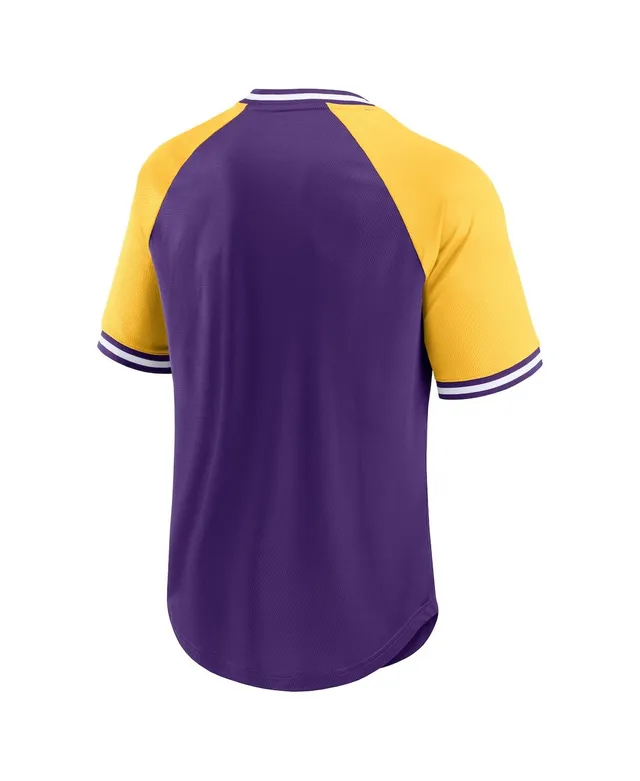 Men's Fanatics Branded Purple/Gold Minnesota Vikings Second Wind Raglan  V-Neck T-Shirt