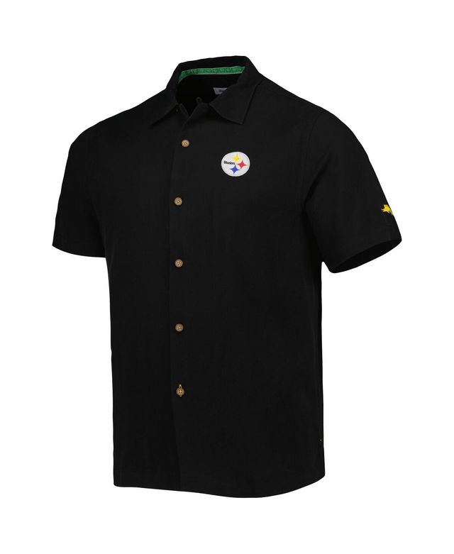 Men's Tommy Bahama Black Pittsburgh Steelers Top of Your Game Camp Button-Up Shirt