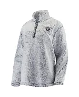 Women's G-iii 4Her by Carl Banks Gray Las Vegas Raiders Sherpa Quarter-Zip Pullover Jacket