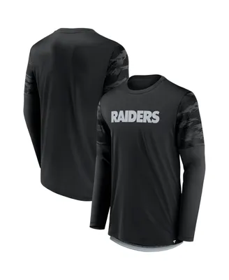 Men's Fanatics Black, Silver Las Vegas Raiders Square Off Long Sleeve T-shirt