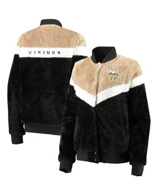 Women's G-iii 4Her by Carl Banks Black, Cream Minnesota Vikings Riot Squad Sherpa Full-Snap Jacket