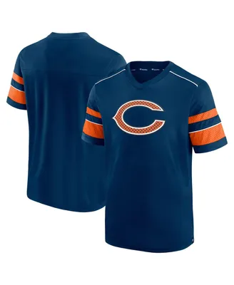 Men's Fanatics Navy Chicago Bears Textured Hashmark V-Neck T-shirt
