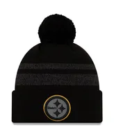 Men's New Era Black Pittsburgh Steelers Dispatch Cuffed Knit Hat With Pom