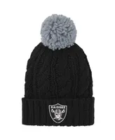 Big Girls Black Las Vegas Raiders Team Cable Cuffed Knit Hat with Pom